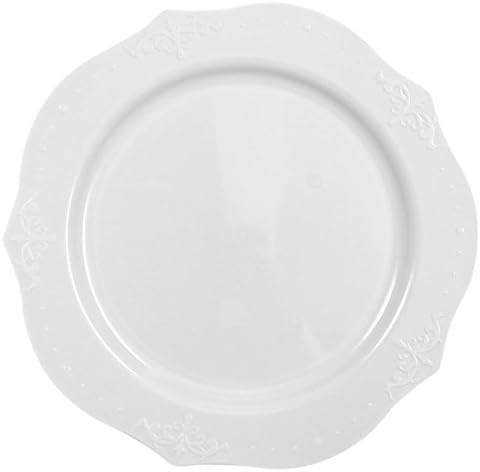 צלחות ארוחת ערב עתיקות של Decorline- 7 | לבן | חבילה של 20